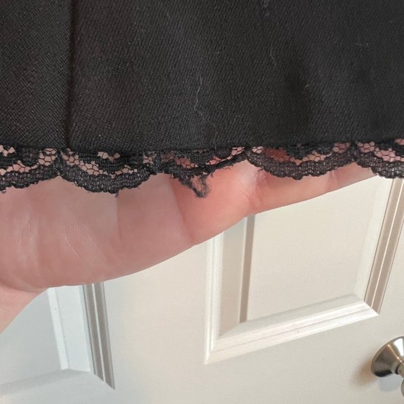 Black skater skirt with lace trim at bottom - Picture 2 of 3